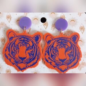 Orange and Purple Tiger Earrings